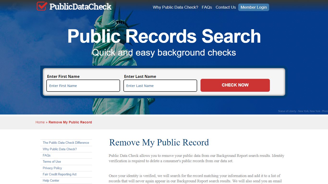 Remove My Public Record | Public Data Check Help Center