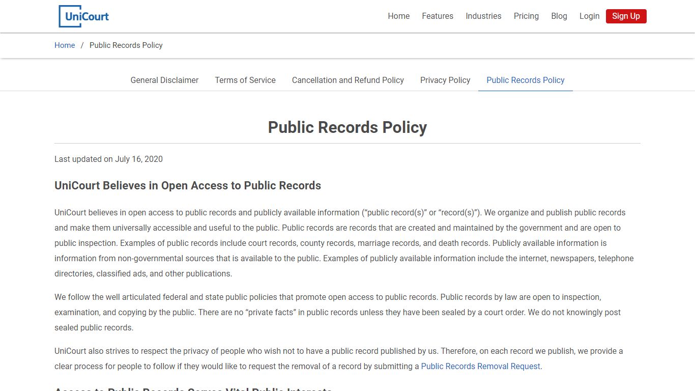 Public Records Policy︱UniCourt
